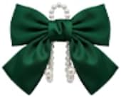 2PCS Satin Bow Pearl Car Seat Headrest Hooks – Car Bag Holder & Vehicle Hanger for Purses – Cute Coquette Aesthetic Interior Decoration – Cute Auto Organizer Accessories Universal (Galactic Green)