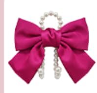 2PCS Satin Bow Pearl Car Seat Headrest Hooks – Car Bag Holder & Vehicle Hanger for Purses – Cute Coquette Aesthetic Interior Decoration – Cute Auto Organizer Accessories Universal (Berry Fuchsia)