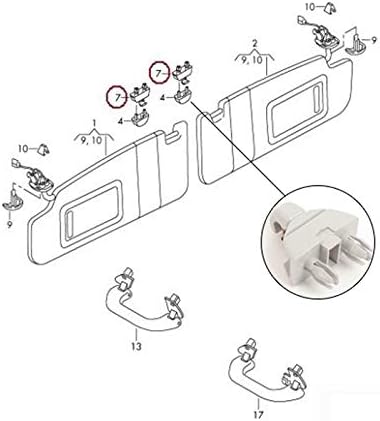 2Pieces Inner Sun Visor Hook Clip Bracket, Plastic Sun Visor Clip Hanger Hook Fit for Audi A1 A3 A4L A5 A6L A7 Q3 Q5 Q7 TT 8E0857563A 8U0857562A