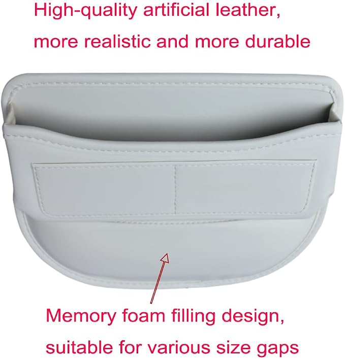 Seat Gap Organizer, Beige | Car Seat Console Organizer, Front Seat Side Storage Bag, Center Console Side Pocket, Seat Gap Filler