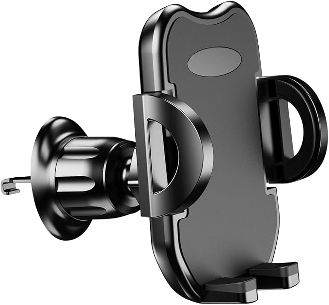 Car Vent Phone Holder, 360° Rotation Hands Free Cellphone Air Vent Cradle with Metal Hook Clip, Automotive Interior Smartphone Mount, Universal for SUV, Truck, RV (Black)