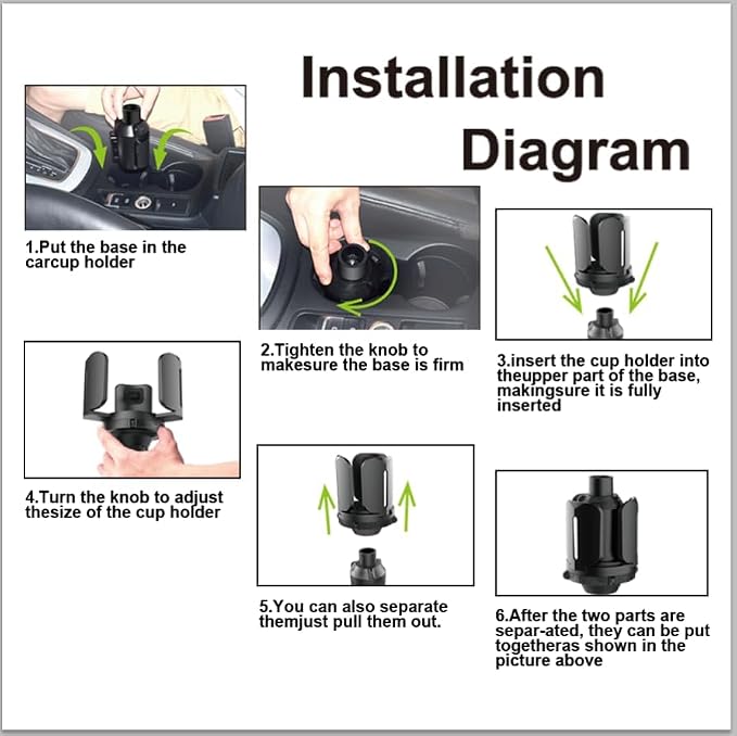 Car Cup Holder Expander, Cup Holder Extender Adapter with Expandable Arm and Offset Adjustable Base
