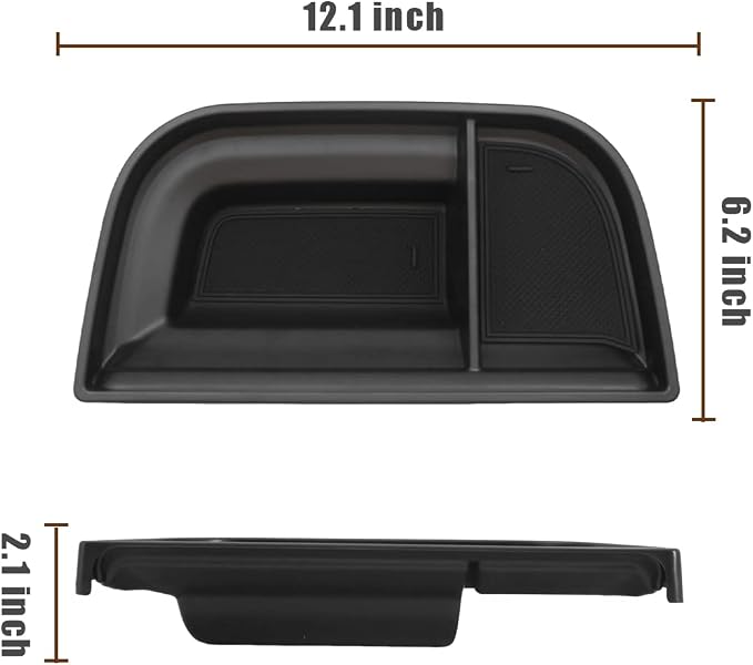 Muslogy Dashboard Storage Organizer Tray Compatible with Ford Maverick 2024 2022-2023 & Hybrid XL XLT Lariat Accessories Dash Insert Tray Behind Screen Won't Fit 2025 Maverick (Black)