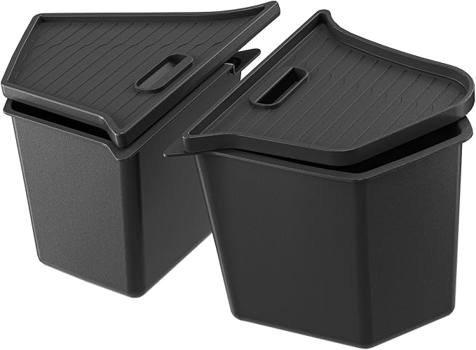 PUOENI Model Y 5 Seater Rear Trunk Storage Bins with Lids for 2023-2024-(No for 2025 New Model Y Juniper) 2PCS Model Y Rear Trunk Storage Box TPE Waterproof Trunk Organizer Interior Accessories