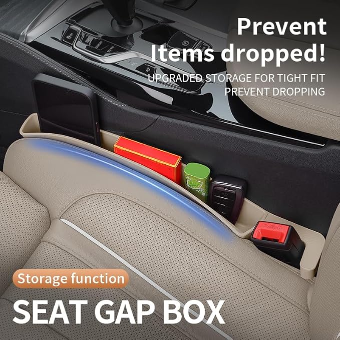 Car Seat Gap Filler, Seat Gap Organizer with Phone Holder, Car Seat Accessories, Car Organizer Fit SUV Truck-2PCS Beige