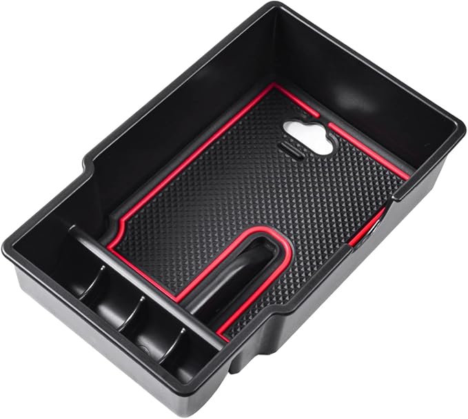 EDBETOS Center Console Organizer Tray Compatible with Jeep Renegade Accessories 2015-2019 2020 2021 2022 2023 Armrest Glove Box Secondary Storage (Red Line)