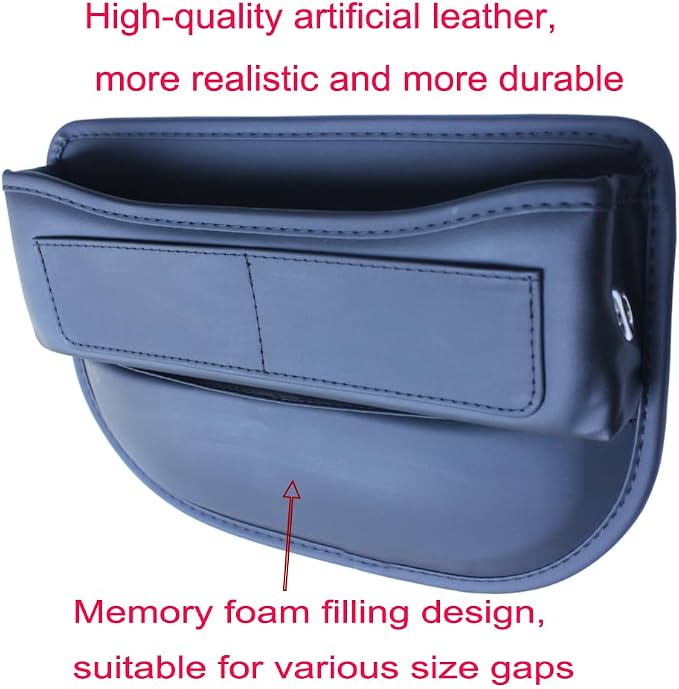 Seat Gap Organizer, Black | Car Seat Console Organizer, Front Seat Side Storage Bag, Center Console Side Pocket, Seat Gap Filler