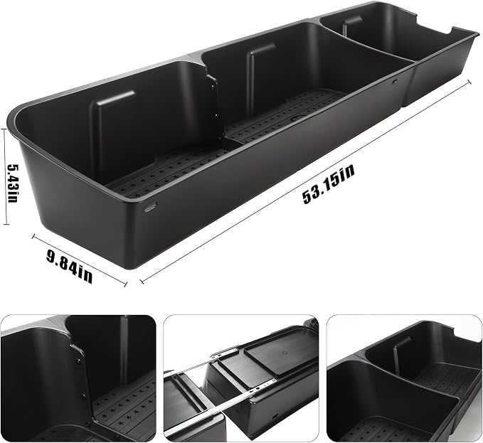 MAXDOM Under Seat Storage Fit for (2015-2026) F150 SuperCrew/Crew Cab (2017-2026) F250 F350 F450 F550 Super Duty Rear Underseat Organizer Box