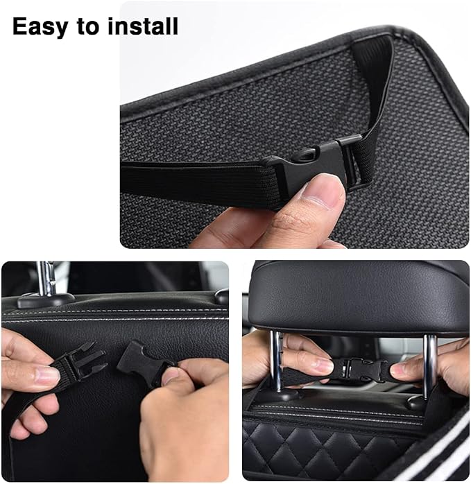 Car Back Seat Organizer, Hanging PU Leather Car Storage Bag, Compatible with Most Vehicles Interior Accessories Organizer (Black(2Pack))
