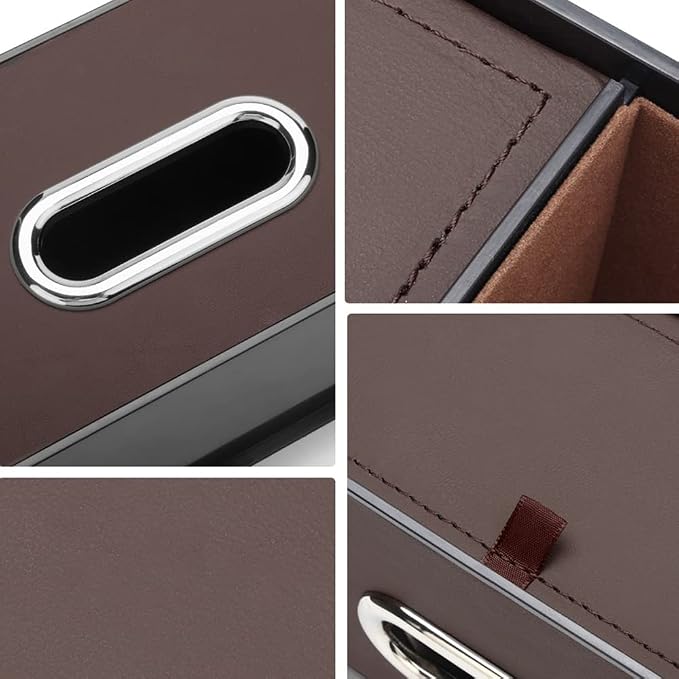 HAOTULE New car headrest Rear seat Multifunctional Storage Box, partition Design, with Cup Holder, Tissue Box, headrest Hook, Suitable for Children and Adults, car Travel Accessories(Coffee Color)
