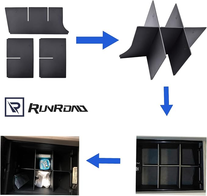 RUNROAD Center Console Organizer for Honda Pilot (2016-2022)/ Ridgeline (2017-2023)/ Passport (2019-2023) Accessories, Armrest Box Insert Dividers