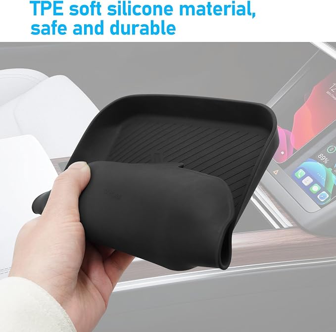Yumzeco Center Console Organizer Tray Mat Compatible with Tesla Model S Model X 2022 2023 2024 2025, Central Control Lower Storage Box Pad for Tesla X S Accessories 2022 2023 2024 2025(2 PCS)