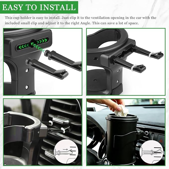 2PCS Cup Holder for Car, Cup Holder Expander, Adjustable Auto Vent Cup Holder Expander with 3 Kinds Mounting Clips, Auto ABS Load-Bearing Non-Slip Ashtray Holder for Truck SUV (2PCS)