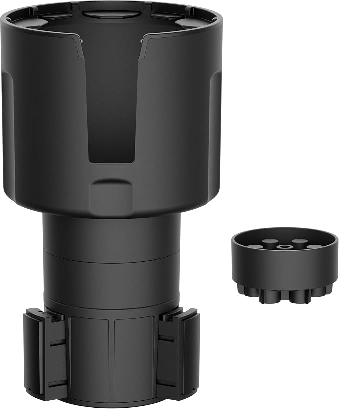 Swigzy Car Cup Holder Expander (Long Base) - Adjustable Expandable Insert Extender, Automotive Adapter Holds Hydro-Flask, Yeti, Nalgene, Large (32 40 oz) Water Bottles, Big Drinks - Universal