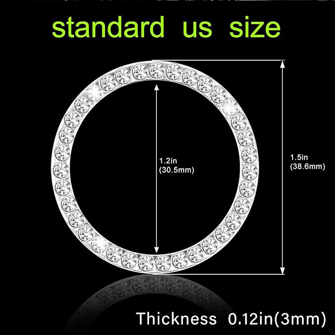 10 Pcs Bling Car Interior Accessories - Universal Headrest Hooks, Start Button Rings, Coasters and Cup Holder Inserts