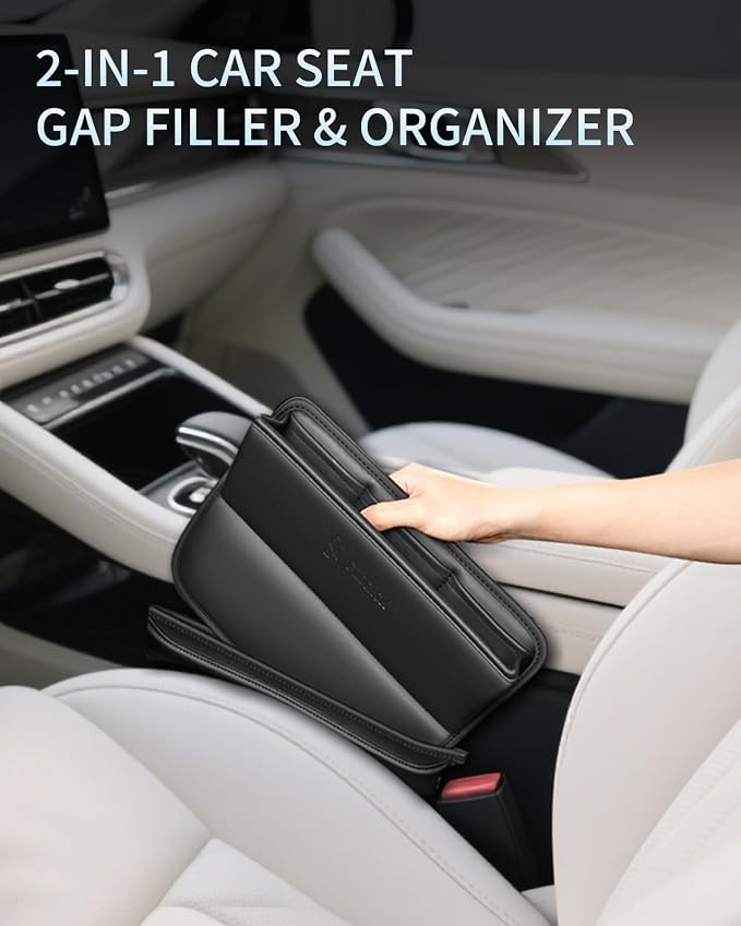 FLORICH Car Seat Gap Filler Organizer, 2-in-1 Seats Gap Filler Organizer and Storages Between Seat Car Gap Filler, Car Organizer Front Seat Universal Fit for Car SUV Truck Black 2 Pack