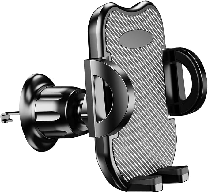 Car Vent Phone Holder, 360° Rotation Hands Free Cellphone Air Vent Cradle with Metal Hook Clip, Automotive Interior Smartphone Mount, Universal for SUV, Truck, RV (Carbon Fibre)