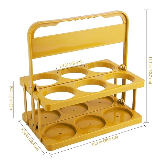Bodaon 6 Cup Drink Carrier with Handle, Plastic Cup Holders for Take Out Delivery Drivers, Reusable Foldable Car Drink Caddy, Leakproof Food Delivery Accessories, 360° Secure Grip, Yellow