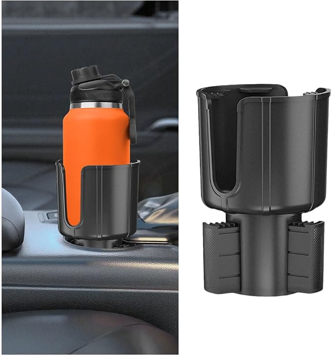 BESULEN Car Cup Holder Expander, Vehicle Cup Holder Extender with Adjustable Base, Automotive Water Bottle Organizer Adapter, Suitable for Most 32-40oz 3.2"-3.8" Diameter Bottles