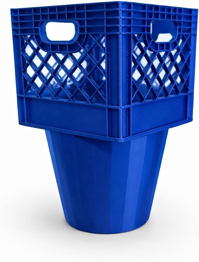 Half Gallon Car Cup Holder Expander,Classic Milk Crate Style Adapter for Square Cartons, Milk Carton Cup Holder Secure Anti-Spill Insert for Juice,Heavy Duty Interior Organizer for SUV&Trucks (Blue)