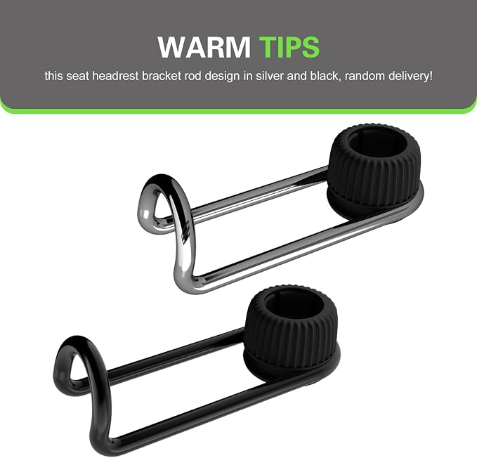 2 PCS Car Headrest Hooks, 10 KG Load-bearing Multi-functional Organizer, Rotatable Concealable Storage Hook, Seat Back Hanger for 0.47" - 0.59" Headrest Tube (Black)