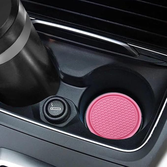 8 pcs Pink Car Seat Accessories Set, 4 Car Seat Hooks and 4 Cup Coasters, Passenger Princess Car Accessories, Pink Accessories, for Car Interiors, Coasters and Seat Hooks