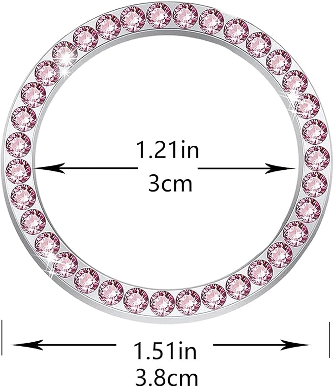 10 Pcs pink Car Interior Accessories,Universal Car Seat Headrest Hook,Bling Car Start Button Ring Covers,Bling Car Coasters, Bling Cup Holder Insert Coasters