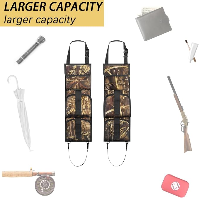 Car Seat Back Gun Rack, 2 Pack Automotive Truck Racks for Hunting Gear, Seat Back Gun Sling Holder with Storage Pockets for Truck SUV