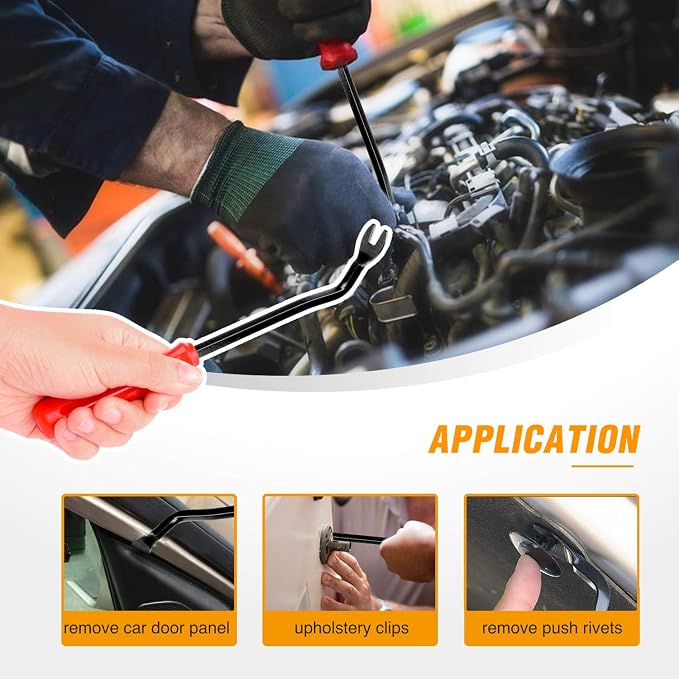 GOOACC Car Panel/Upholstery Remover Ergonomic Stainless Steel Fastener Remover - Easily Removes Plastic Fasteners,Reduces Damage to Panels and Loss of Clips