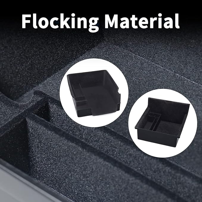 4 PCS Center Console Organizer and Cup Holder Insert Compatible With 2021-2023 Tesla Model 3,2021-2024 Model Y, Flocked/Silica Rubber Armrest Hidden Cubby Drawer Storage Box Accessories