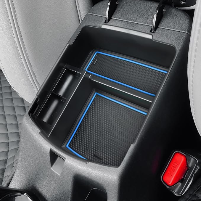 HGWEI Center Console Tray Organizer Compatible with Kia Seltos 2020 2021 2022 2023 2024 2025 2026 Accessories, Middle Armrest Insert Container ABS Secondary Storage Box, Blue