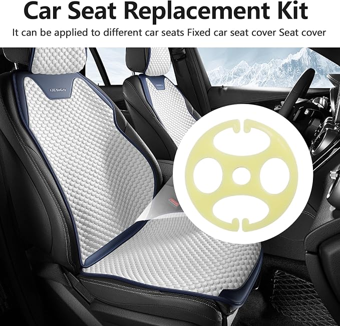 24PCS Car Seat Cover Plum Plate Metal Hook, 12PCS Plastic Car Seat Covers Chucks Fixed Fastener Buckle, 12PCS Metal Hooks Set Locking Clips for Car Seat Replacements Accessories (Beige)