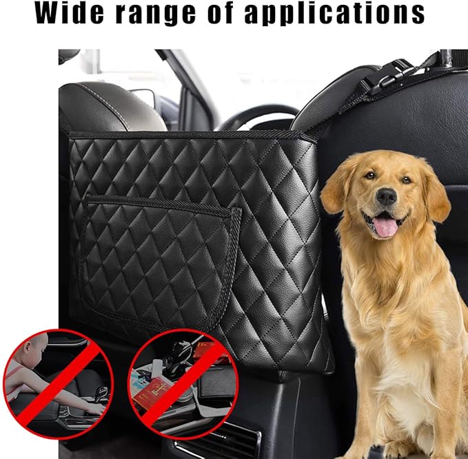Car Handbag Holder Between Seats, Leather Large Capacity Front Seat Handbag Storage Organizer, Automotive Interior Storage Pocket for Cell Phone Document, Car Accessories