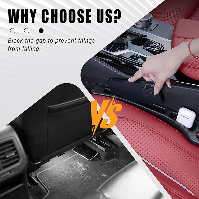 Car Seat Gap Filler 2 Pack, Universal Car Seat Gap Filler Organizer Anti-Drop with Storage, for Auto SUV Truck Interior Accessories, Black