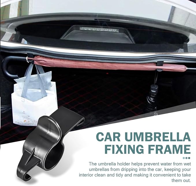 2 PCS Car Trunk Holders, Multifunctional Trunk Hooks for Fishing Rod Handbag Shopping Bag, Portable Car Umbrella Holder Clip, Universal Interior Storage Hanger for Cars (Black)