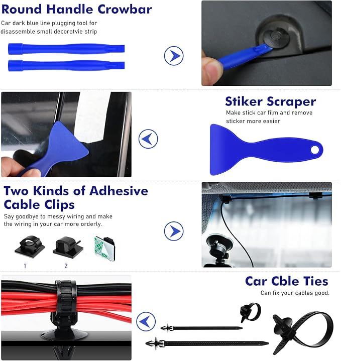 JNLK 352pcs Trim Removal Tool, Pry Tool, Door Panel Removal Tool Kit, Clip Tool, Fasteners Removal Tool with Car Retainer Body Clips Set, Blue