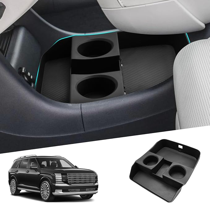SHAOHAO for 2026 Hyundai Palisade Lower Organizer for 2026 Hyundai Palisade Accessories Under Console Organizer Tray, 2026 Palisade LX3 Buttom Insert Stoage Box with Cup Holder (Only for 7-Seat)