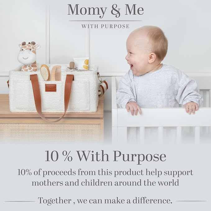 Momy & Me Diaper Caddy Organizer with Handle – Portable Baby Organizer and Storage Caddy for Nursery, Car, and Home | Compact Diaper Storage Basket for Newborn Essentials