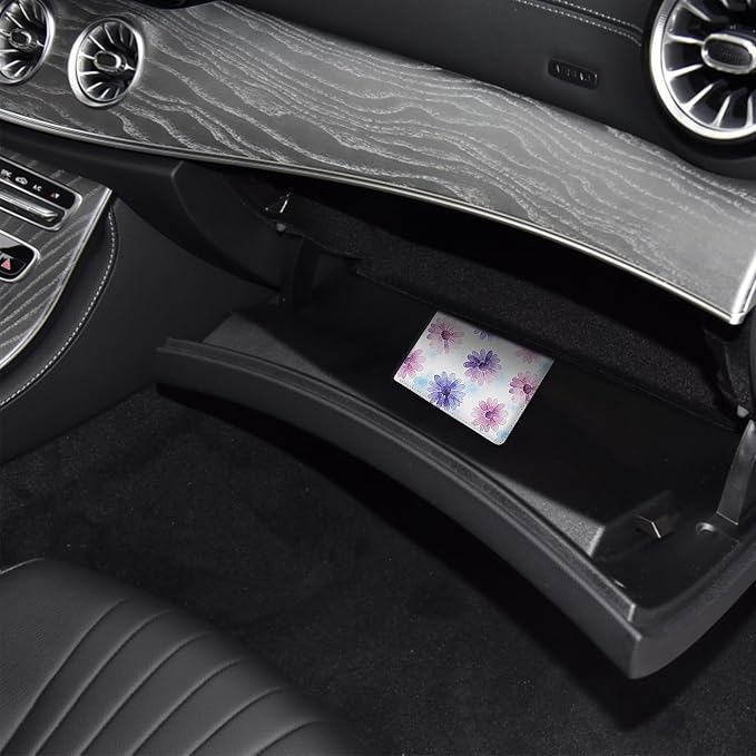 LumiMokki Car Registration and Insurance Holder, Leather Registration and Insurance Card Holder, Vehicle Glove Box Organizer - For Documents, Cards, License (Floral B)