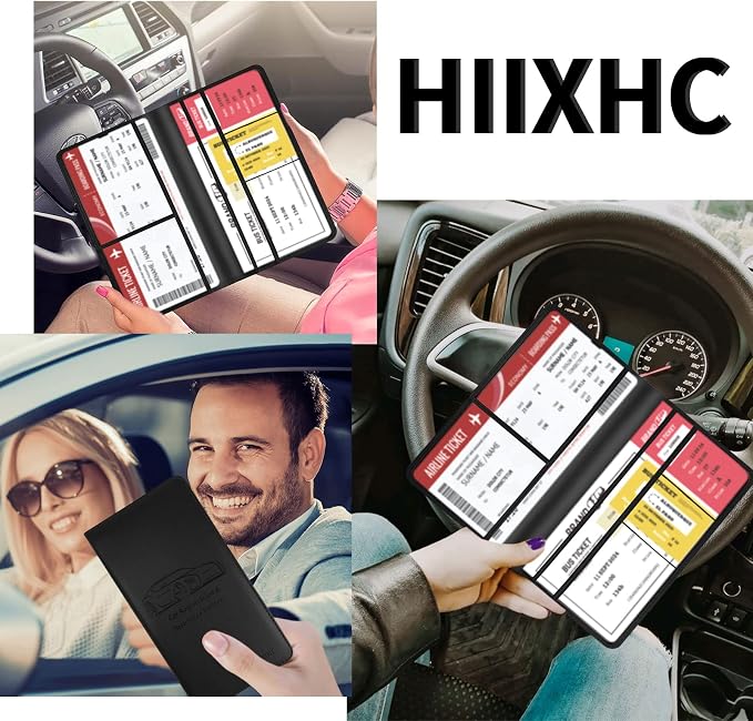 Car Registration and Insurance Card Holder - Leather Vehicle Glove Box Automobile Documents Paperwork Wallet Case Organizer for ID, Driver's License, Key Contact Information Cards