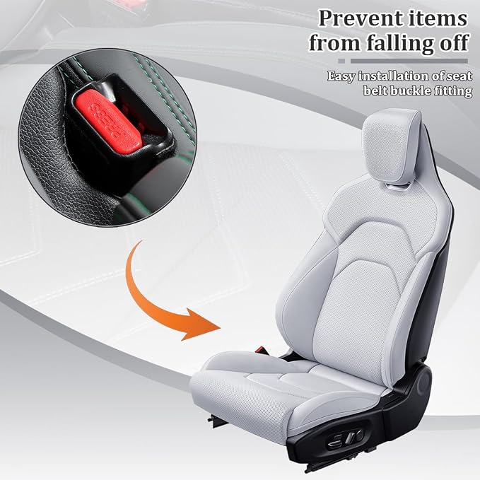 2PCS Car Seat Gap Filler, Leather Vehicle Seat Crevice Blocker Stopper to Prevent Things from Dropping, No-Drop Automotive Interior Console Catcher Plug, Universal for Vehicles (Black)