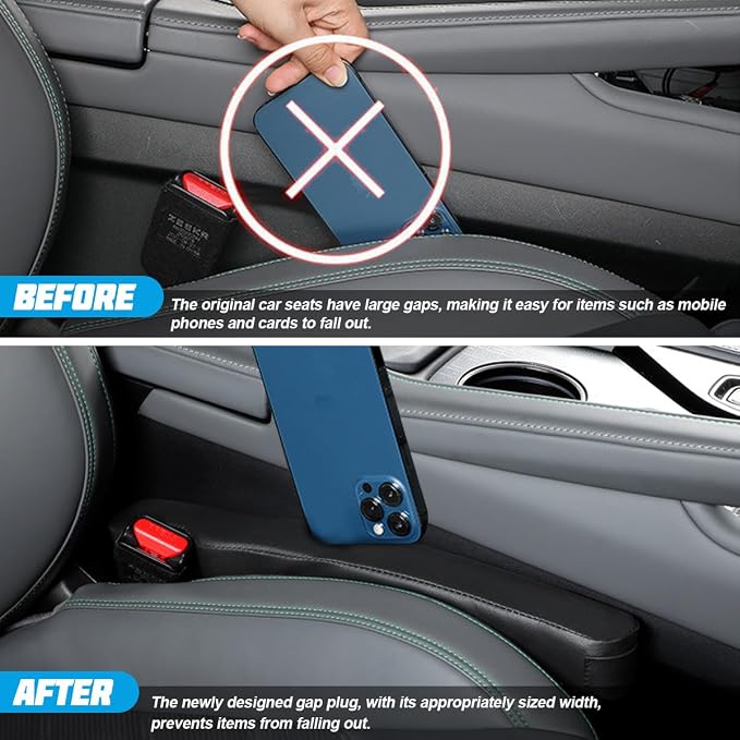 Zpana 2PCS Car Seat Gap Filler, Seat Side Guard Gap Stopper Blocker to Stop Things from Dropping, No-Drop Soft Automotive Interior Crevice Catcher Plug, Universal Fit (Light Blue)
