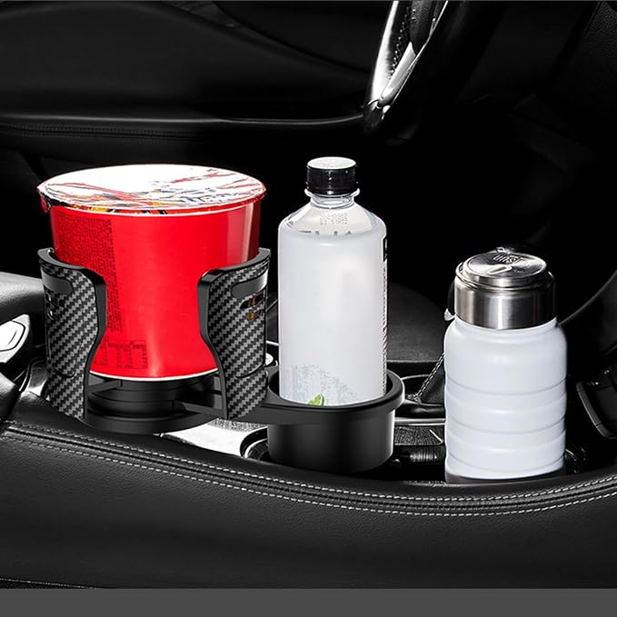Car Cup Holder Expander, Adjustable Expandable Dual Cup Holder Adapter for Car, Universal Drink Holder for Water Bottles Coffee Mugs Cans, 2.9"-5.9", Black