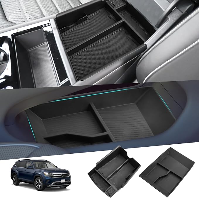 SHAOHAO for 2026 Volkswagen Atlas Under Console Organizer for 2024 2025 2026 Volkswagen Atlas Accessories (SE/SE with Tech/SEL/SEL R-Line/SEL Premium R-Line) Lowe Organizer Tray Easy Removal
