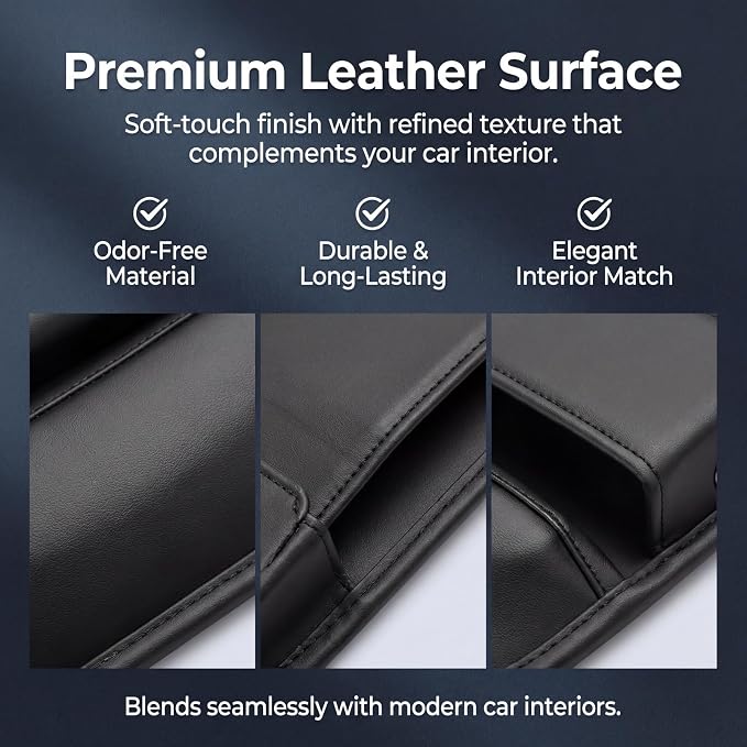 Car Seat Gap Filler Organizer, Premium Leather Console Storage with Cup Holder, Easy Access Multi-Purpose Organizer - Car, SUV & Truck Essentials(Black 1 Pack)