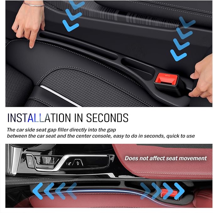 2PCS Car Seat Gap Filler Organizer,2026 Upgrade Gaps Between Car Seats for Avoiding Items Falling,Multi-Function Cars Seat Gap Plug with Storage Slot for 0.98-1.38 Inch Gaps