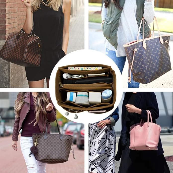 OMYSTYLE Purse Organizer Insert, Felt Tote Bag Organizer Insert with 5 Sizes, Handbag Dividers for Inside Purse, Compatible with Longchamp, Neverful, Speedy and More