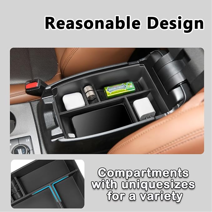 3PCS Center Console Organizers Compatible with 2021-2024 Ford Bronco Sport CX430 Dash Storage Tray and Armrest Storage Box Armrest Hidden Tray Interior Accessories