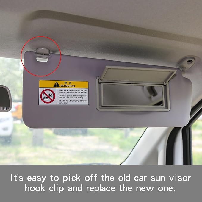Sun Visor Holder Clips, Hook, for Nissan Sentra 2015-2019, 350Z 2003-2009, Juke 2013-2017, Plastic, No.96409CG000, Gray, 2pcs