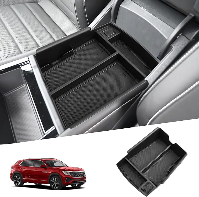 SHAOHAO for 2026 Volkswagen Atlas Center Console Organizer Fit for 2024 2025 2026 Volkswagen Atlas & Atlas Cross Sport Accessories (SE/SE with Tech/SEL/SEL R-Line/SEL Premium R-Line) Storage Box Tray